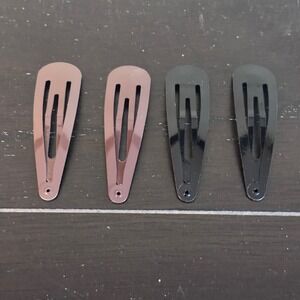 Vintage | Goody Contour Snap Hair Clips | Set of 4 | 2 Black 2 Brown | Metal
